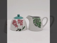 陶芸クリームと砂糖セット 春夏 3Dシルクプリント