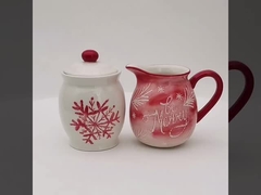 クリスマス キッチン ブランチ コーヒー 砂糖とクリーム セット コンテナ 蓋とホルダーとセラミック