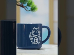 カスタマイズされたセラミックカップ 青と白の猫のカップ