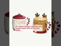 3D クリエイティブ クリスマス カフェカップ 鹿の形 蓋と手工塗装のセラミック