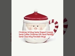 クリスマス 3D カップ サンタ 形 セラミック サンタ カフェ クリスマス ギフト 手描き サンタクロース カップ