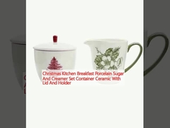 クリスマス キッチン 朝食 ポルセラン 砂糖 と クリーム セット 容器 蓋とホルダーとセラミック