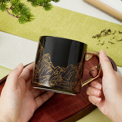 Exquise tasse de café en céramique peinte à la main, avec une capacité de 400 ml pour la décoration de cadeaux.